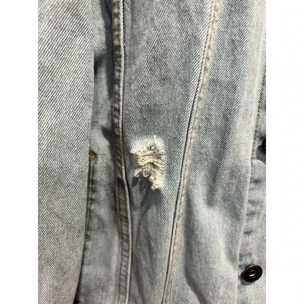 Trademark Brooklyn Cloth Distressed Denim Jacket Light‎ Wash Blue Womens Medium